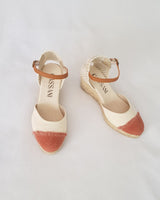 Alpargatas Cuña Media Textil Bicolor Crudo Teja