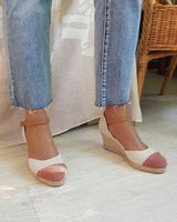 Alpargatas Cuña Media Textil Bicolor Crudo Teja