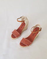 Sandalias Cuña Alta Textil Teja