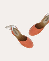 alpargatas planas en piel serraje naranja fabricadas en España