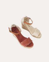 Sandalias Cuña Alta Textil Teja