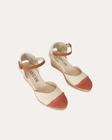 Alpargatas Cuña Media Textil Bicolor Crudo Teja