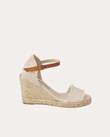 Sandalias Cuña Alta Textil Crudo Roto