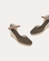 Alpargatas Cuña Media Textil Verde Kaki