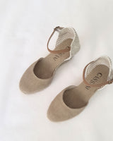 Alpargatas Cuña Media Textil Beige