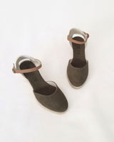 Alpargatas Cuña Media Textil Verde Kaki