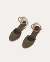 Alpargatas Cuña Media Textil Verde Kaki