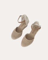 Alpargatas Cuña Media Textil Beige