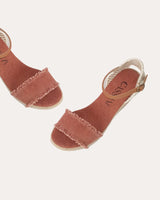 Sandalias Cuña Alta Textil Teja