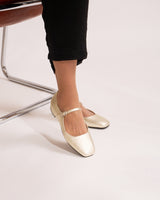 bailarinas en piel metalizada dorada fabricadas en España