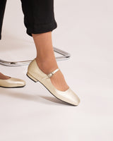 bailarinas en piel metalizada dorada fabricadas en España