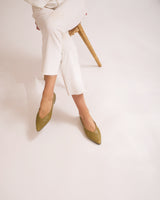 bailarinas piel verde oliva fabricadas en España