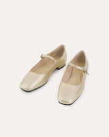 bailarinas en piel metalizada dorada fabricadas en España