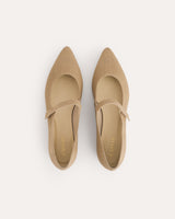 bailarinas en lino color topo fabricadas en España