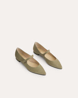 bailarinas en lino color verde fabricadas en España