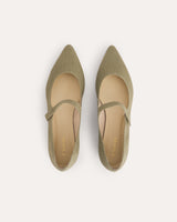 bailarinas en lino color verde fabricadas en España