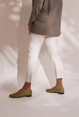 bailarinas en piel verde oliva fabricadas en España