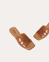 Sandalias Planas Cruzadas Piel Cuero