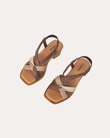 Sandalias Tiras Tacón Medio Piel Soft Marrón-Beige-Taupe