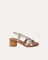 Sandalias Tiras Tacón Medio Piel Soft Blanca-Beige-Taupe