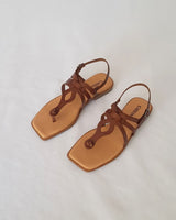 Sandalias Planas Esclavas Piel Marrón