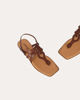 Sandalias Planas Esclavas Piel Marrón