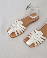 Sandalias Cangrejeras Planas Piel Blanca