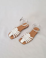 Sandalias Cangrejeras Planas Piel Blanca