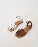 Sandalias Cangrejeras Planas Piel Blanca