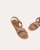 Sandalias Cuñas Tiras Piel Soft Taupe