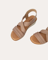 Sandalias Cuñas Tiras Piel Soft Taupe