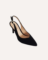 Stilettos destalonados en piel negra. La altura perfecta para cualquier evento