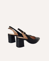 zapatos de salón destalonados piel efecto coco con tacón midi ancho y plantilla super cómoda. Fabricados a mano en España