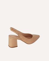 zapatos de salón destalonados con tacón medio ancho y plantilla acolchada muy cómoda