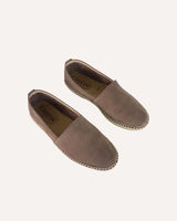 Alpargatas clásicas de hombre en piel de serraje gris oscuro con yute 100% ecológico fabricadas en España