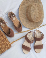 Sandalias topo con cuña media de yute ecológico y tres tiras para máxima sujeción fabricadas en España