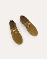 Zapatillas de cordones de hombre en piel verde kaki fabricadas a mano en España con yute natural