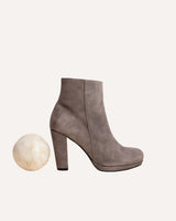 Botines altos con plataforma en piel serraje gris