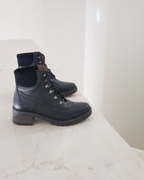 botines militares en piel negra fabricados artesanalmente en España