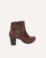 botines de mujer en piel color cuero fabricados en España