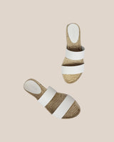 Sandalia Plana Dos Tiras Piel Blanca