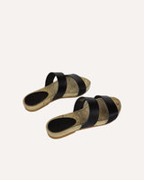 Sandalia plana dos tiras piel negra