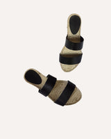 Sandalia plana dos tiras piel negra