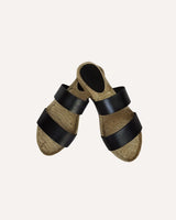 Sandalia plana dos tiras piel negra