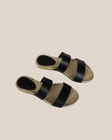 Sandalia plana dos tiras piel negra