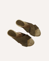 Sandalia Plana Tiras Cruzadas Serraje Kaki