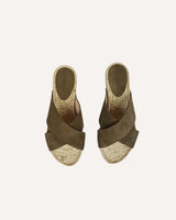 Sandalia Plana Tiras Cruzadas Serraje Kaki