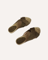 Sandalia Plana Tiras Cruzadas Serraje Kaki