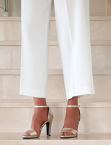 sandalias plataforma y tacón alto en piel dorada fabricadas a mano en España