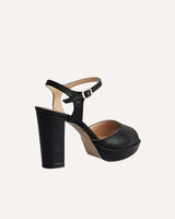 sandalias altas con plataforma en piel negra cassani made in Spain